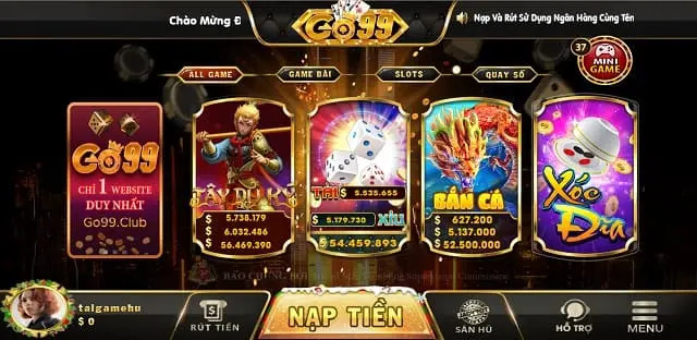 Các trò chơi của cổng game Go99 Club