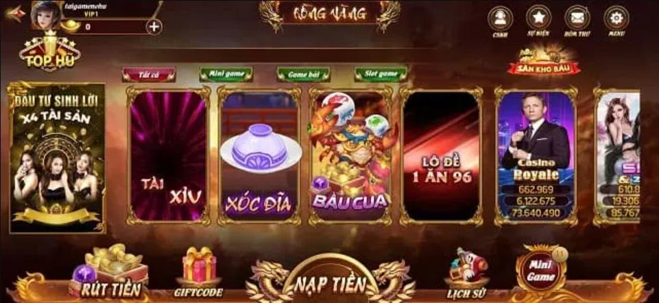 Sản phẩm game chơi thịnh hành tại RongVang Vin