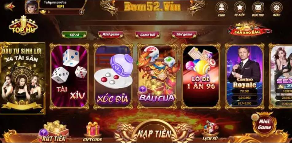 Siêu phẩm game quay hũ có tại Bom52 Vin