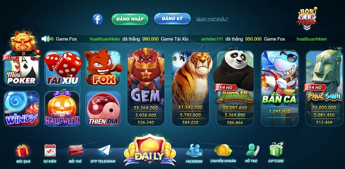 Về giao diện của cổng game Bonvip club